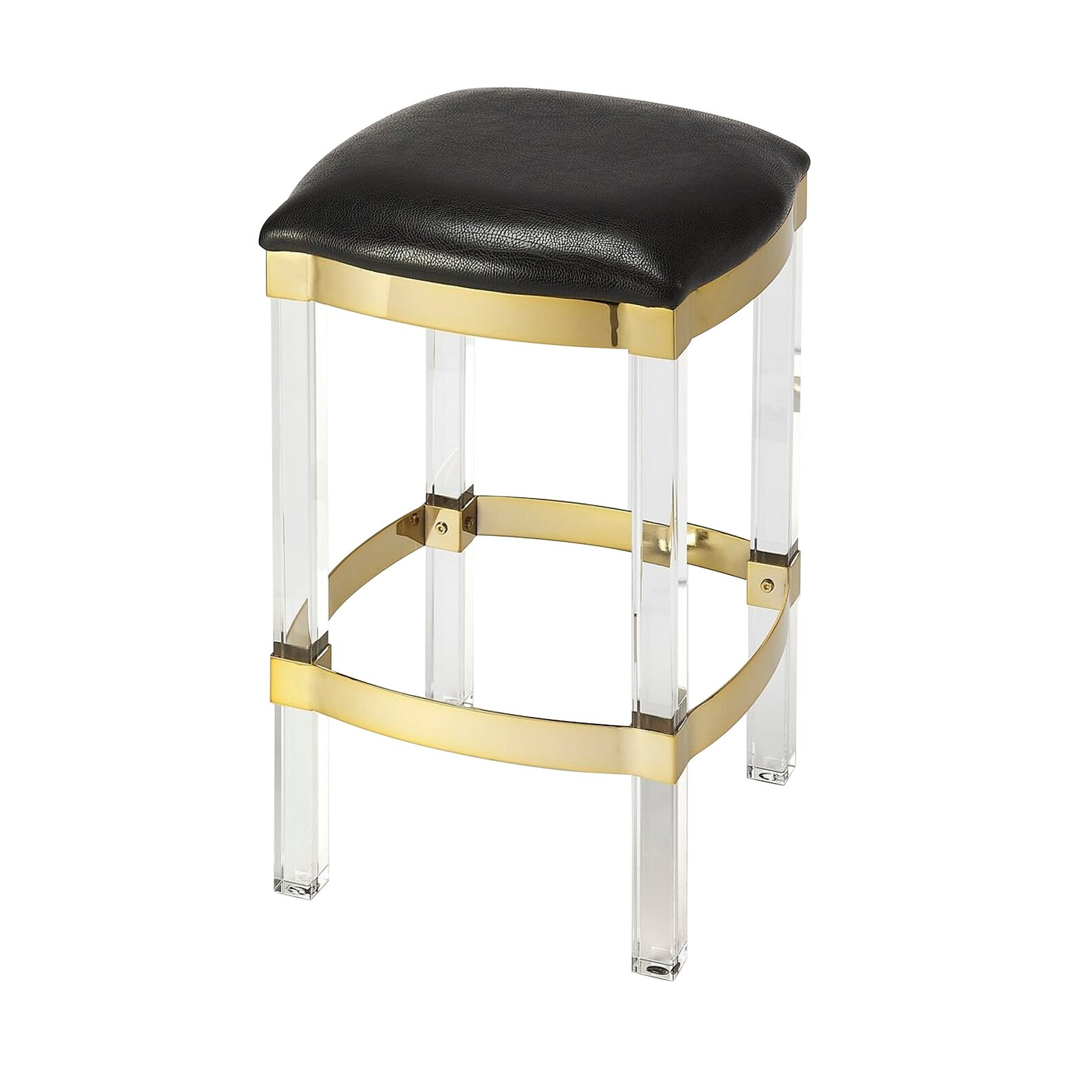 Offex Jordan Modern Acrylic and Black Leather Backless Counter Stool - 14.5