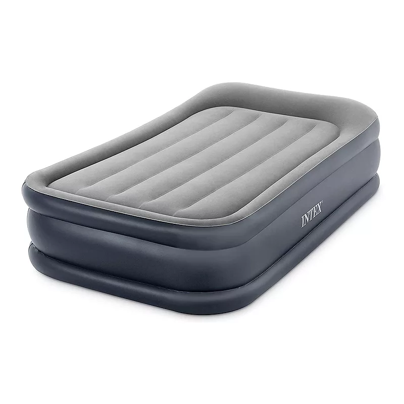 Intex Dura Beam Deluxe Pillow Raised Airbed Mattress with Built In Pump， Twin