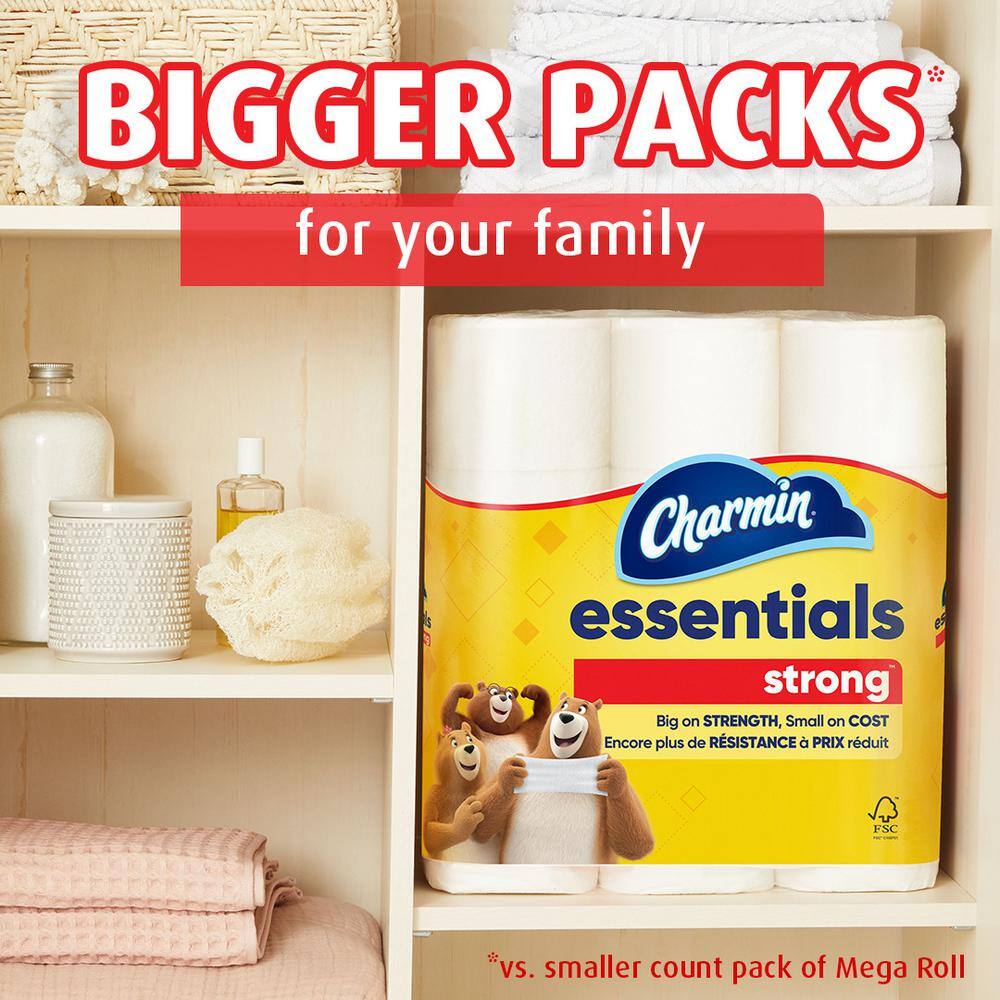 Charmin Essentials Strong Toilet Paper Rolls (12-Mega Rolls) 003077203156