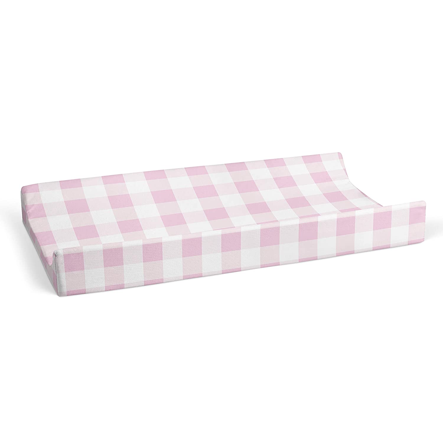 Changing Pad Cover Girl， Baby Changing Table Covers for Girls， Farmhouse Nursery Decor Pink Gingham Plaid Squares