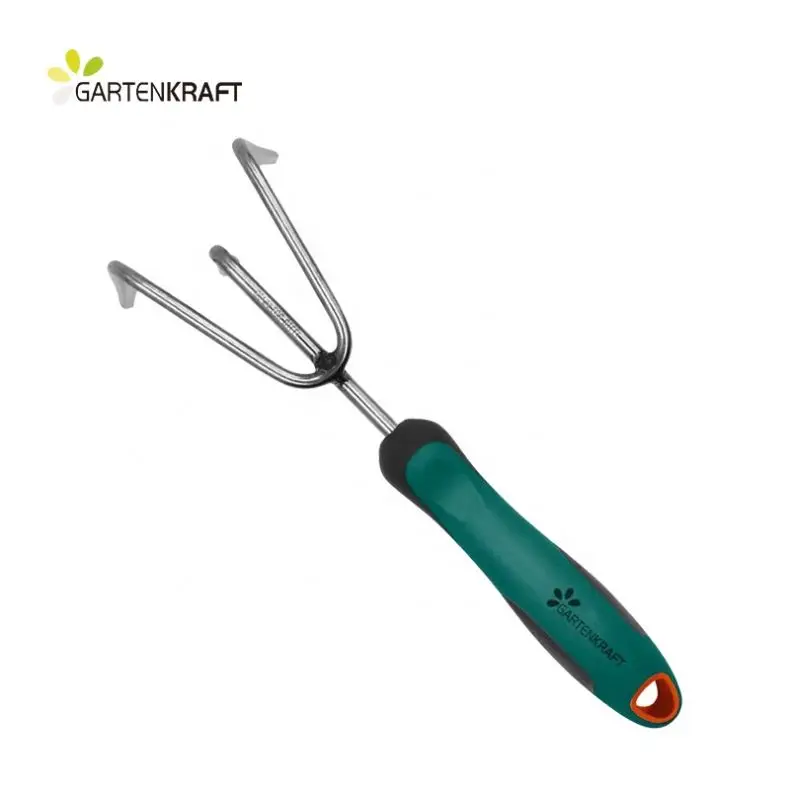 GARTENKRAFT GT005 Strong And Durable Garden Hand Tools Stainless Steel Head TPR+PP Handle Cultivator Hand Rake