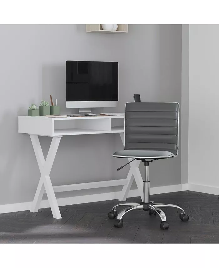 MERRICK LANE Amelie Home Office Chair Ergonomic Executive Ribbed Low Back Armless Computer Desk Chair - Base Frame and Border