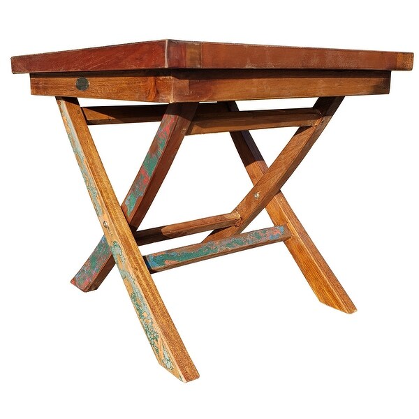 Marina Del Rey Recycled Teak Wood Boat Folding Side Table