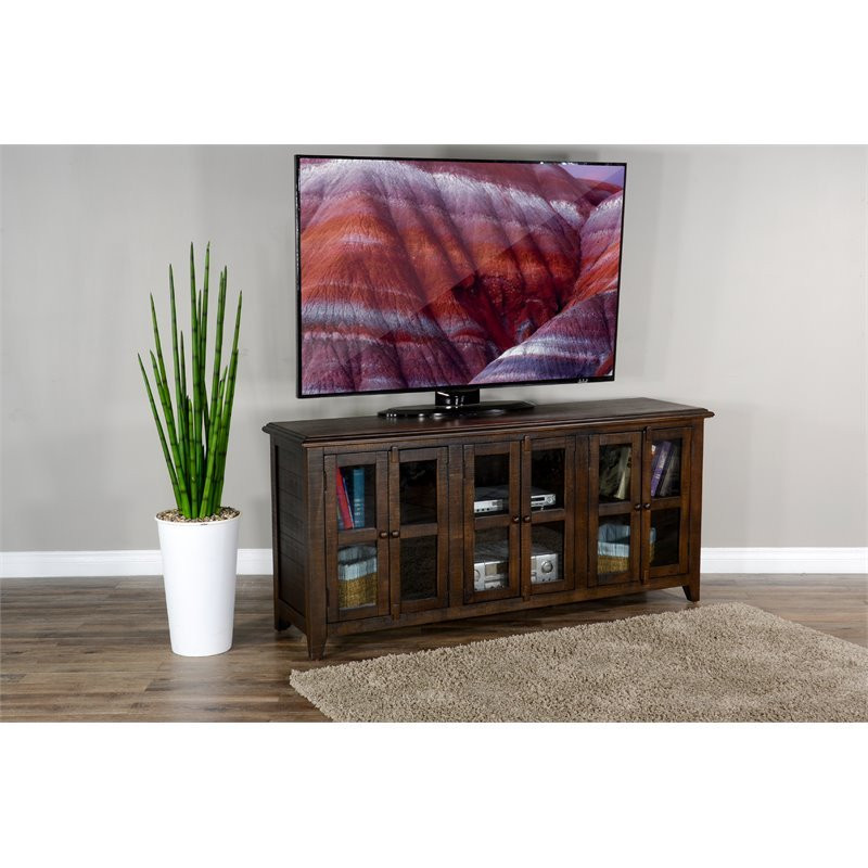 Pemberly Row Transitional Wood TV Cabinet for TVs up to 80 quotin Tobacco Leaf   Farmhouse   Entertainment Centers And Tv Stands   by Homesquare  Houzz