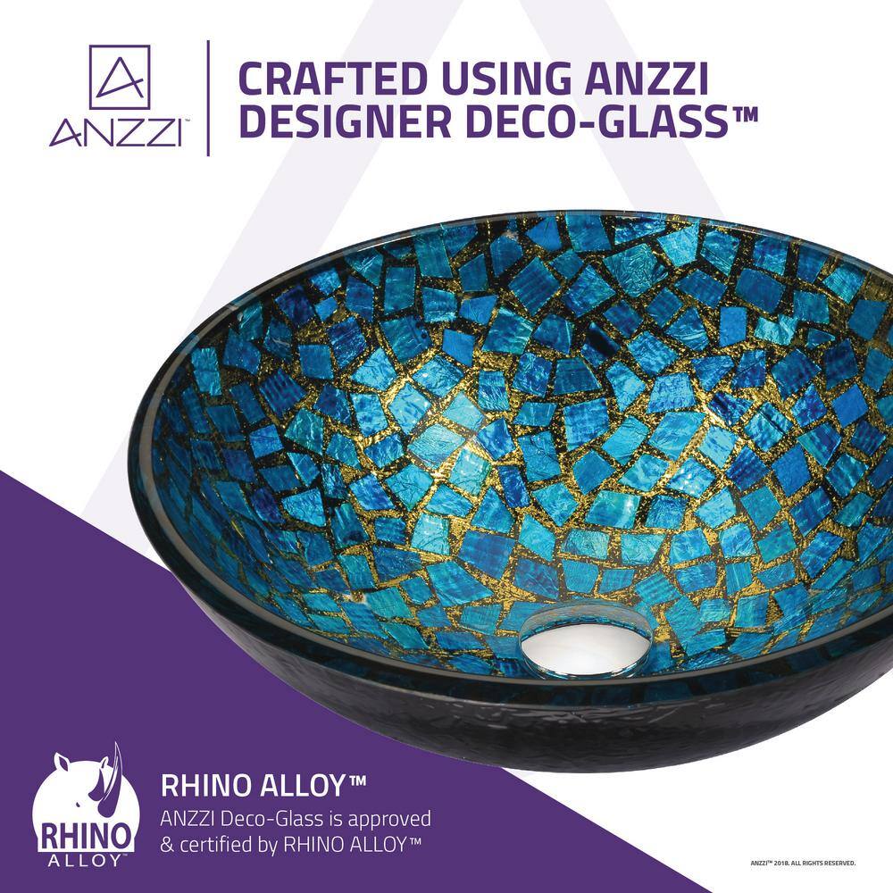 ANZZI Chipasi Vessel Sink in BlueGold Mosaic LS-AZ8210