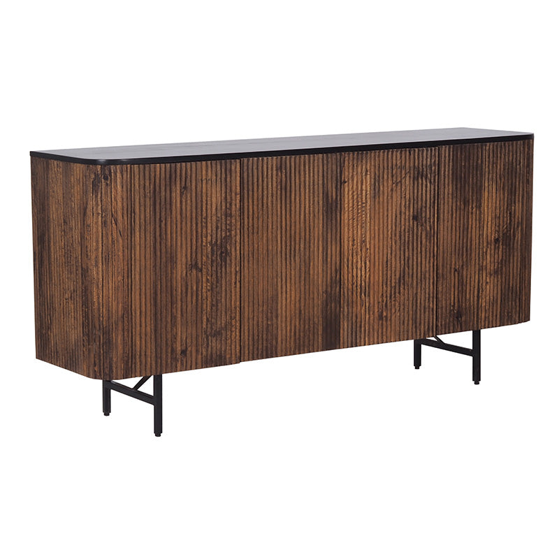 KAASNI Sideboard Buffet 160 cm Solid Mango Wood - Honey & Black