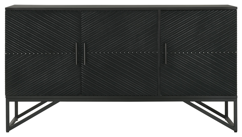 Riddell 3 door Accent Cabinet Black   Modern   Accent Chests And Cabinets   by Modon  Houzz