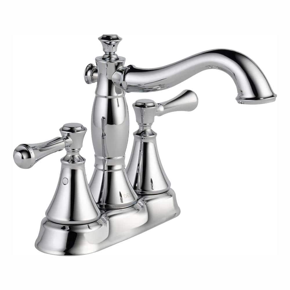 Delta Cassidy 4 in Centerset 2Handle Bathroom Faucet with Metal Drain Assembly in Chrome