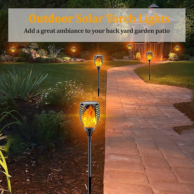 96 Led Outdoor Solar Torch Lights Waterproof Garden Patio Flickering Dancing Flame Lamp