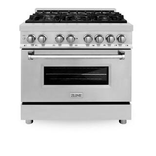 ZLINE Kitchen and Bath 36 in. 4.6 cu. ft. Dual Fuel Range with Gas Stove and Electric Oven in Stainless Steel (RA36) RA36