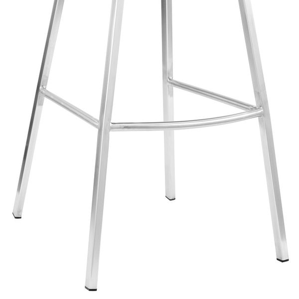 26 Inch Metal Frame Leatherette Counter Stool， Silver and Gray