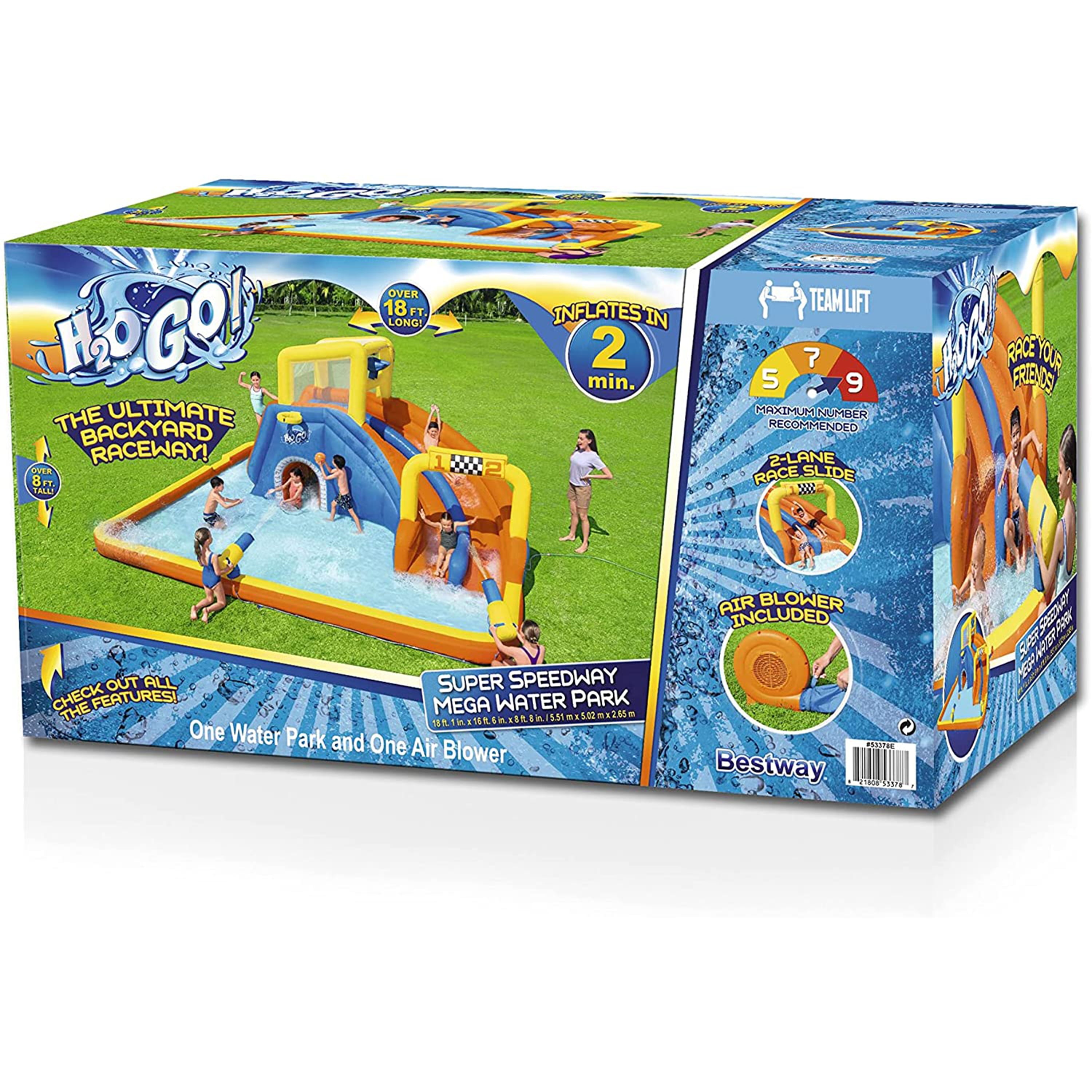 Bestway H2OGO! 18 x 16.5 x 8.7 Ft Super Speedway Kids Inflatable Water Park