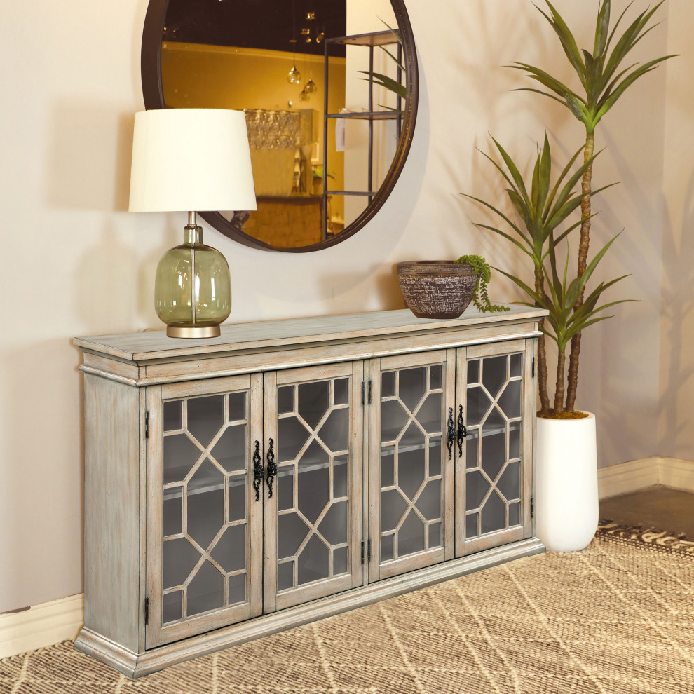 Kiara Glass Door Accent Cabinet Light Honey   Modern   Accent Chests And Cabinets   by Modon  Houzz