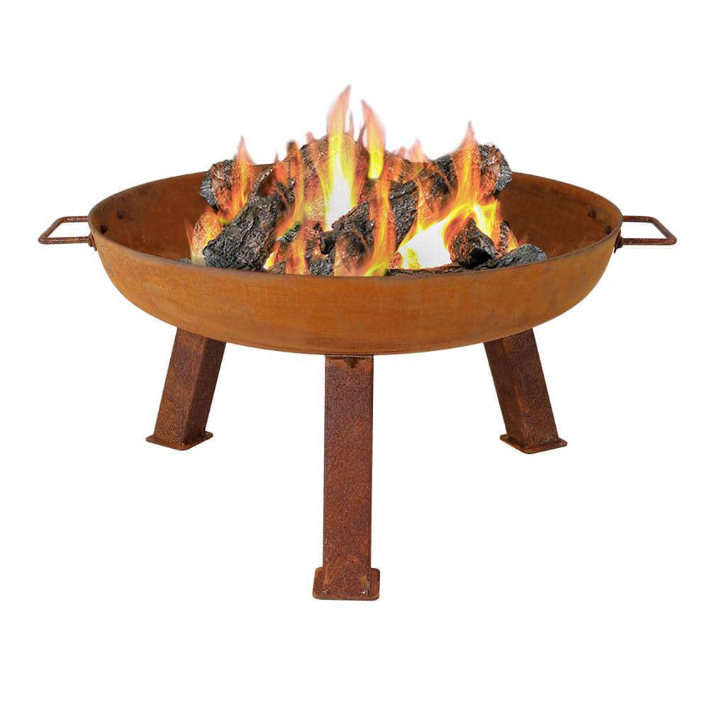 Sunnydaze Decor Rustic 24 in x 15 in Round Cast Iron Wood Burning Fire Pit Bowl in Rust