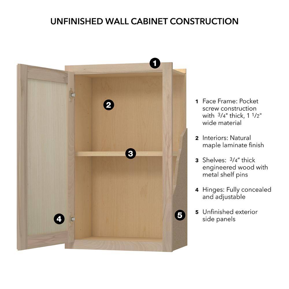 Hampton Bay Hampton 30 in. W x 12 in. D x 12 in. H Assembled Wall Bridge Kitchen Cabinet in Unfinished KW3012-UF