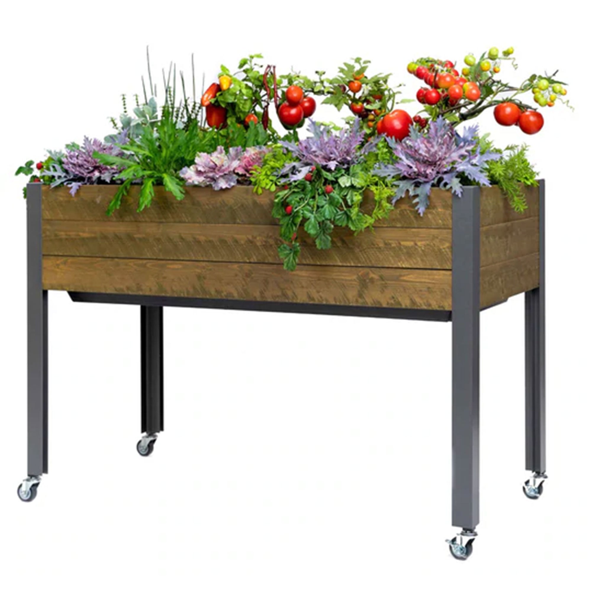 CedarCraft Self-Watering Elevated Spruce Planter w/ Wheels,21" x 47" x 32"H