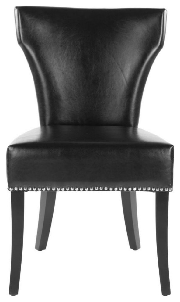 Kash 22  x27 x27H Dining Side Chairs Set of 2 Silver Nail Heads Black   Transitional   Dining Chairs   by Virgil Stanis Design  Houzz