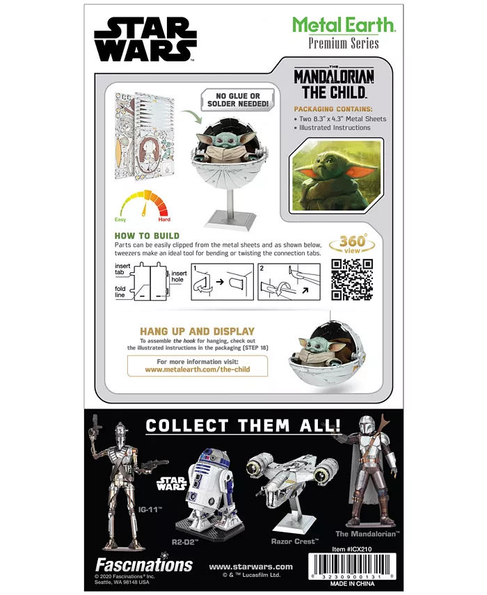 University Games Fascinations Metal Earth Premium Series Iconx 3D Metal Model Kit Star Wars the Mandalorian the Child