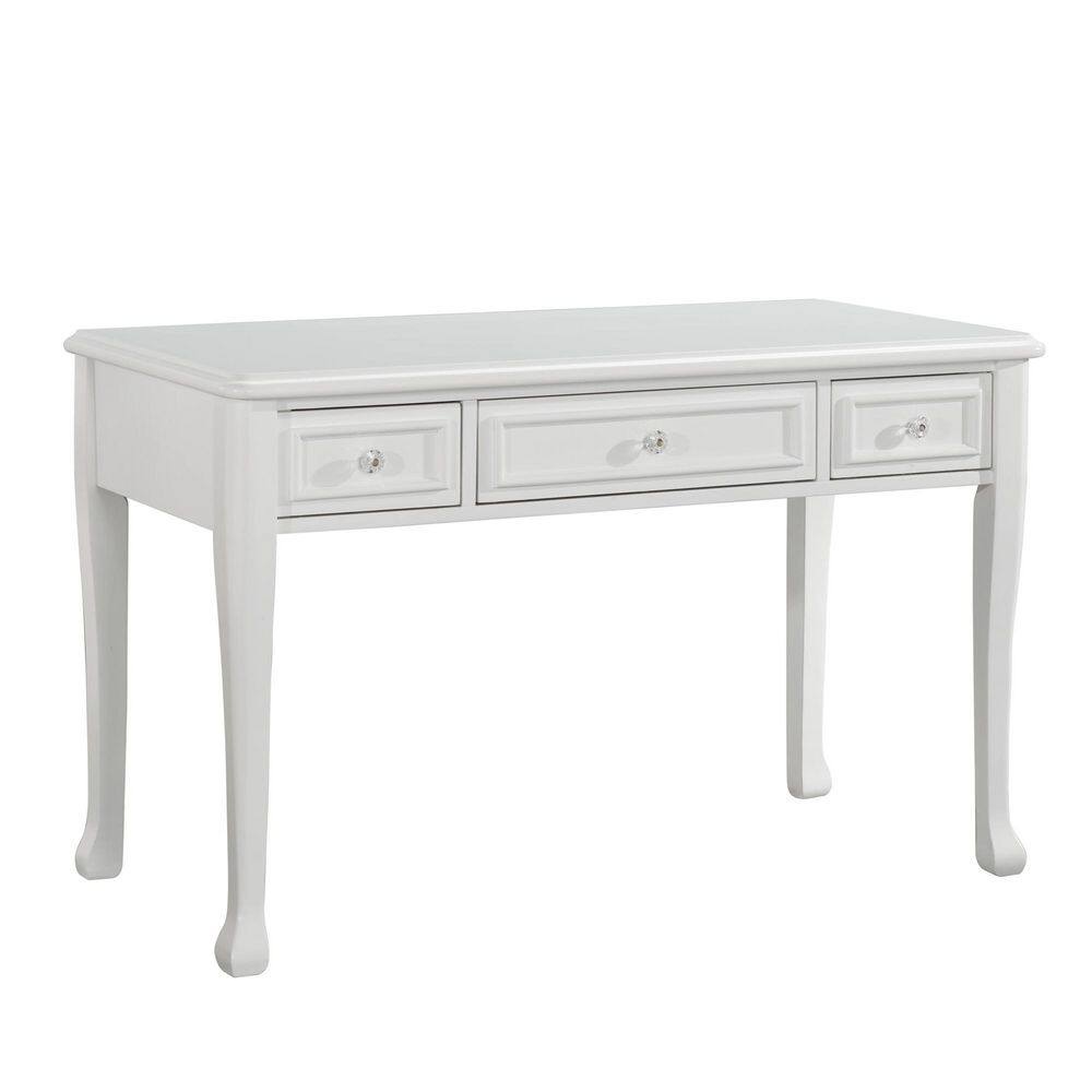 Picket House Furnishings 48 in. Rectangular White 3 Drawer Writing Desk with Built-In Storage JS700DK