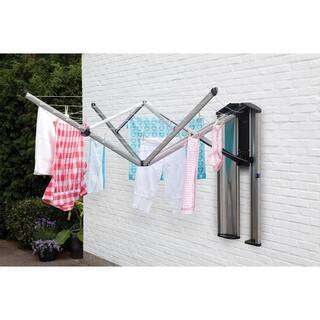 Brabantia 72.5 x 72.5 Inch Steel Retractable Indoor or Outdoor Clothesline Wall Mounted with Protective Storage Box 475924