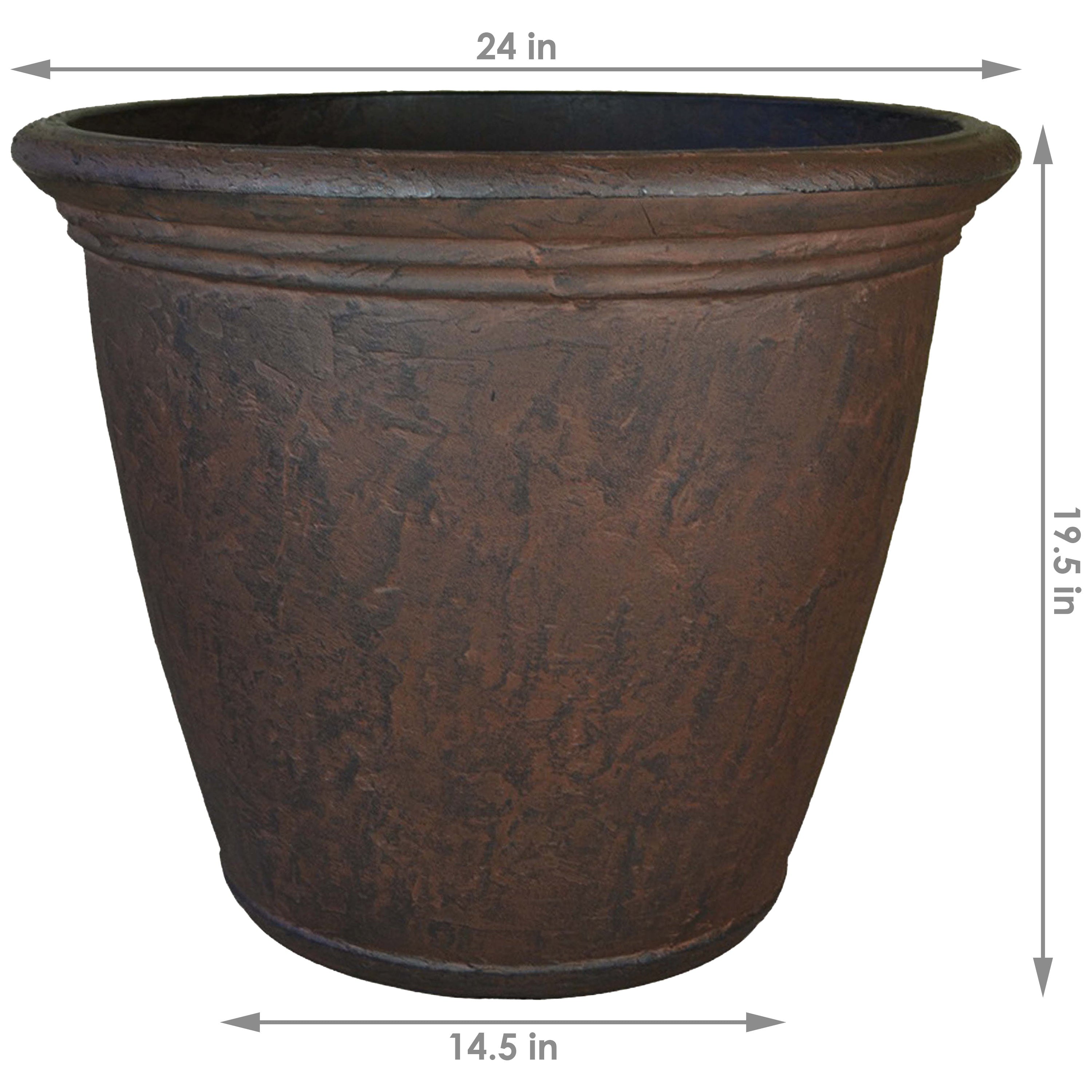 Sunnydaze Indoor/Outdoor Patio, Garden, or Porch Weather-Resistant Double-Walled Anjelica Flower Pot Planter - 24" - Rust Finish