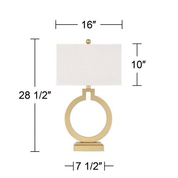 Tall Set Of 2 With Usb Charging Port Brushed Gold Open Ring White Shade For Bedroom Living Room House Bedside