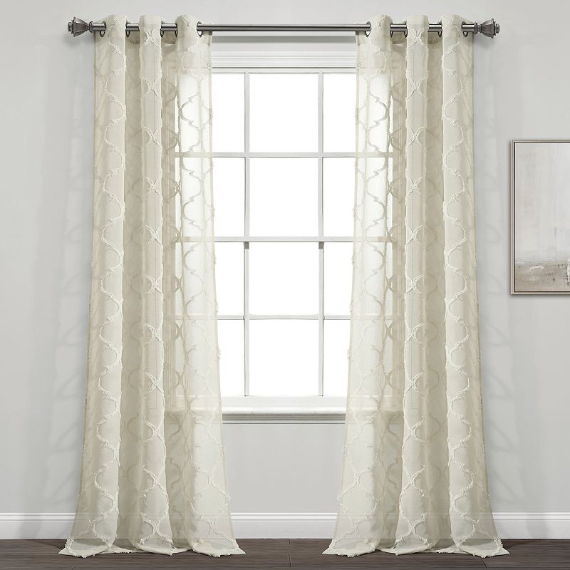 Lush Decor 2-pack Avon Trellis Grommet Sheer Window Curtain Set