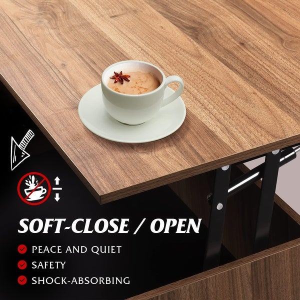 Wood Lift Top Coffee Table with Hidden Storage Compartment