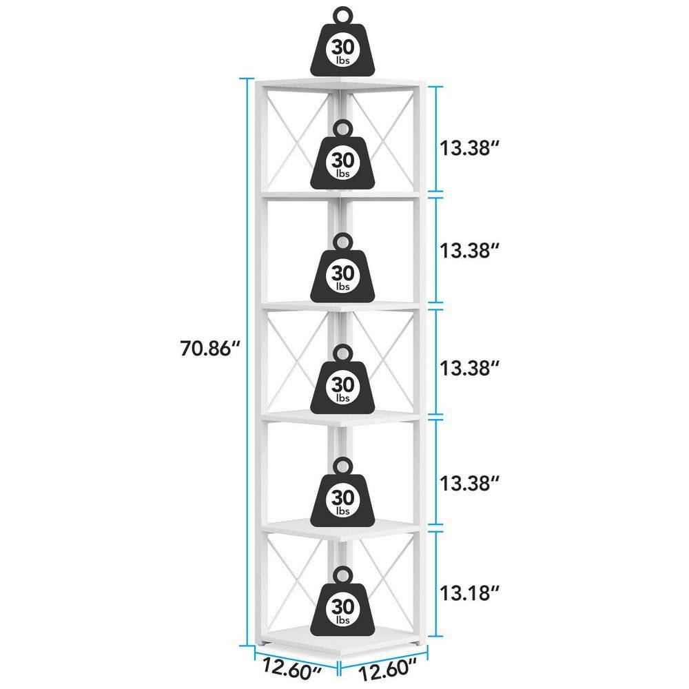 TRIBESIGNS WAY TO ORIGIN Jannelly 70.8 in. White Wood and Black Metal Frame 6 tier Radial Corner Shelves Bookcase Storage Rack Plant Stand HD-F1446-WZZ