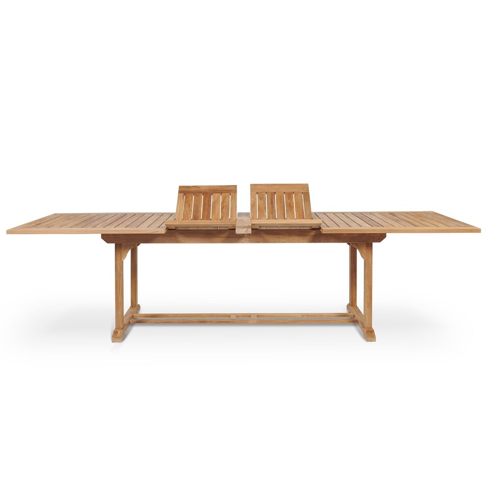 Olivier Rectangular Teak Outdoor Dining Table with Double Extensions   39.5 x 29.5 x 118