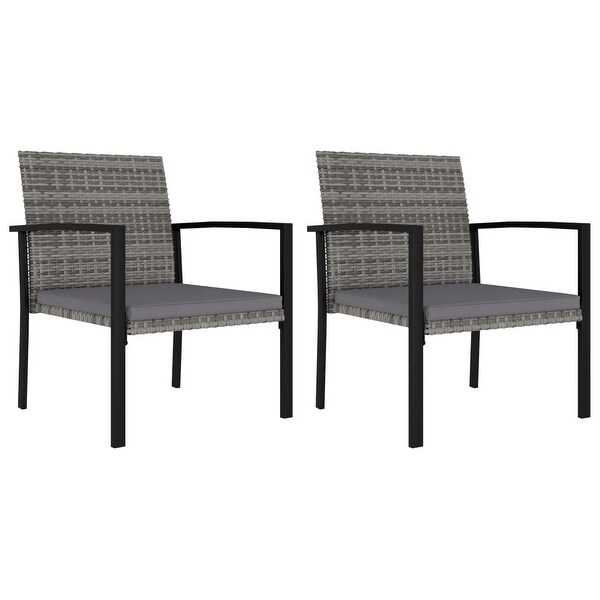 vidaXL 3 Piece Patio Dining Set Poly Rattan Gray