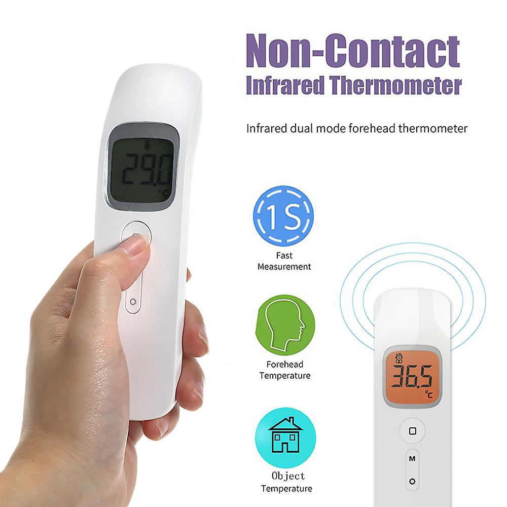 White Multifunctional Non-contact Ir Infrared Thermometer Hand-held Digital Lcd Forehead Temperature Measurement Household Portable Temperature Measur