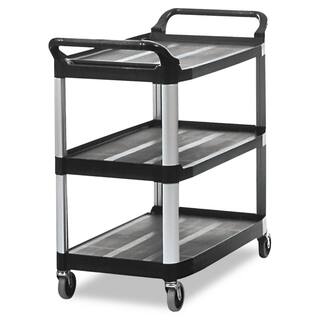 Rubbermaid Commercial Products 300 lb. Holding Capacity Utility Cart with Swivel Casters in Black RCP409100BLA