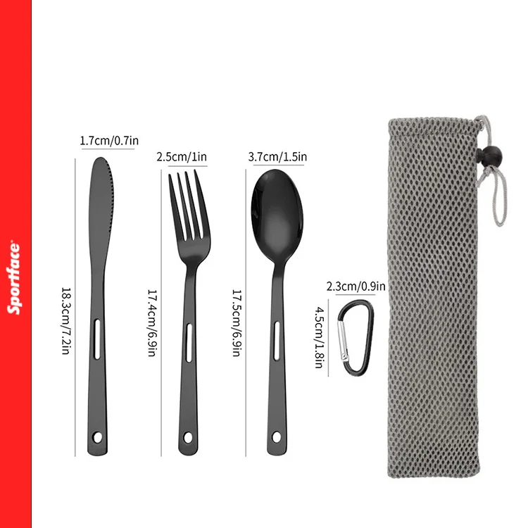 Sportface Brand 3PCS Outdoor Camping Hiking Travel Stainless Steel Sport Face Knife Fork Spoon portable cutlery set