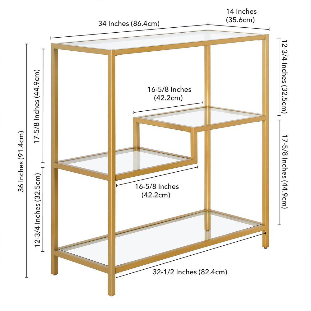 MeyerCross Johann 36 in. Gold 2-Shelf Standard Bookcase BK1051