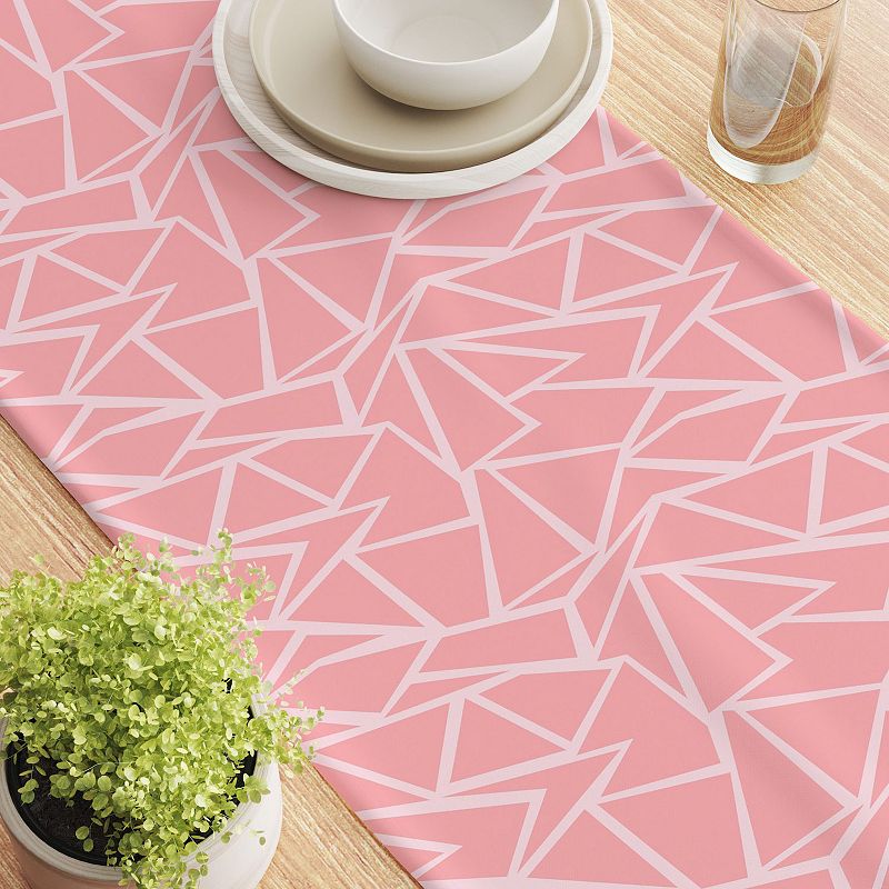 Table Runner， 100% Polyester， 12x72， Geometric Shapes Pink