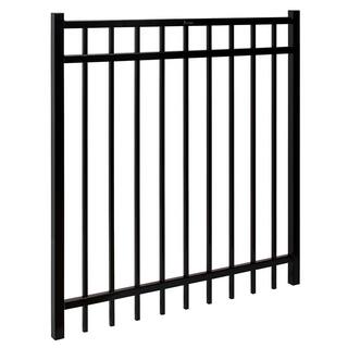 FORTRESS Versai 4 ft. W x 4 ft. H Gloss Black Steel Flat Top Design Fence Gate 713460441