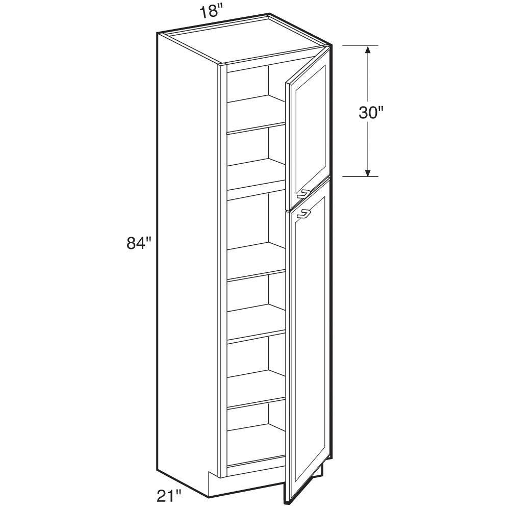 Home Decorators Collection Newport Blue Painted Plywood Shaker Stock Assembled Bath Kitchen Cabinet Soft Close Right 18 in. x 84 in. x 21 in. VLC182184R-NMB