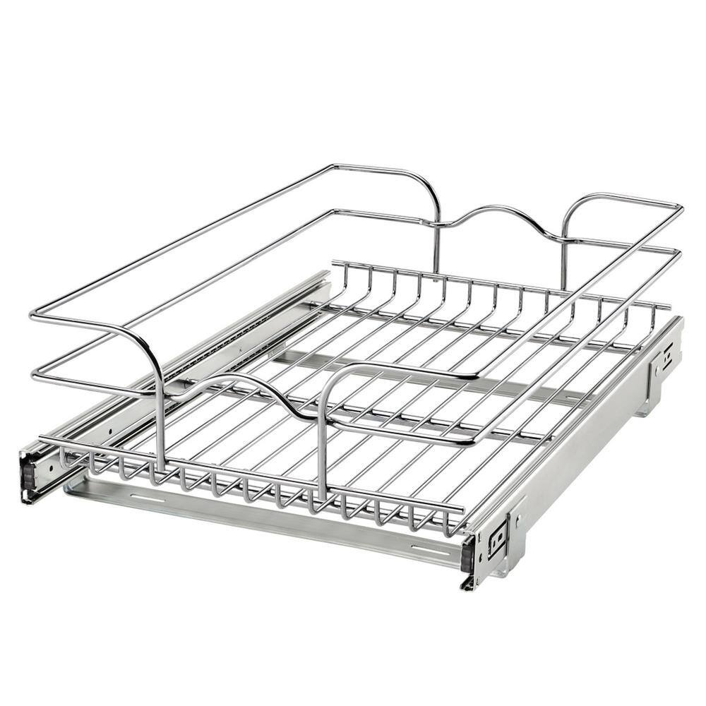 Rev-A-Shelf 15 in. x 22 in. Single Wire Basket Pull Out Cabinet Organizer 5WB1-1522CR-1