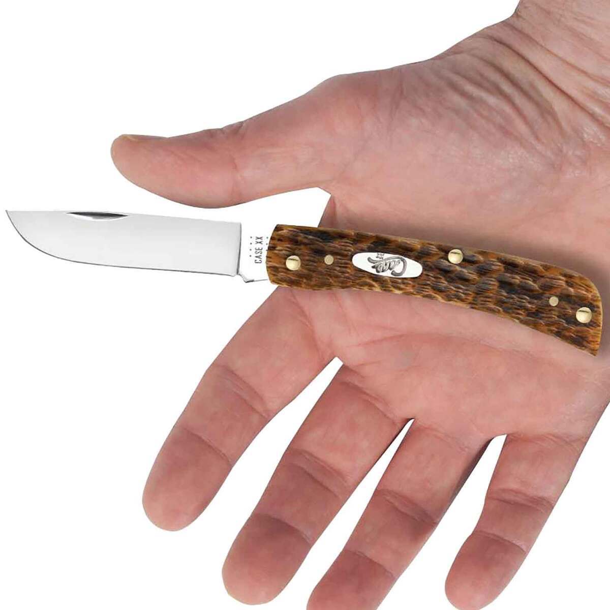 Case Peach Seed Jig Amber Bone Folding Knives