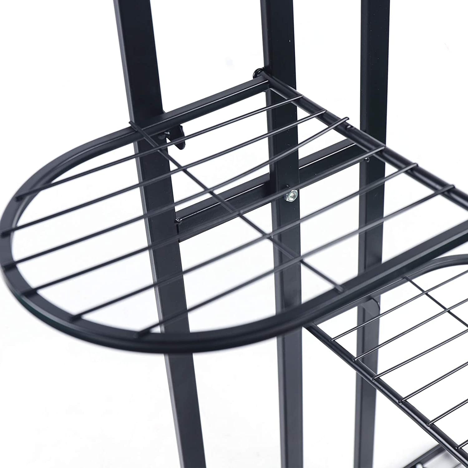 Flkoendmall Flkoendmall4Tier Iron Plant Flower Pot Display Stand Holder Flower Rack Storage Shelf Black