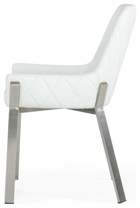 Susie Modern White and Brushed Stainless Steel Dining Chair  Set of 2   Contemporary   Dining Chairs   by V.S.D Furniture  Houzz