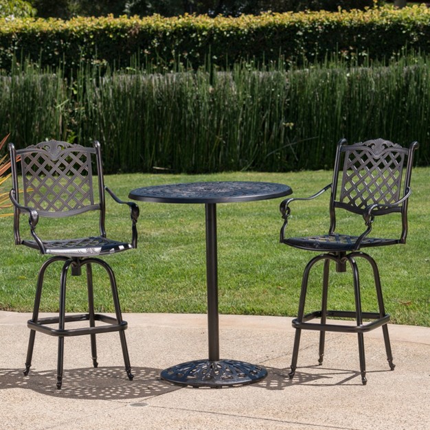 3pc Arlana Cast Aluminum Bar Set Copper Christopher Knight Home