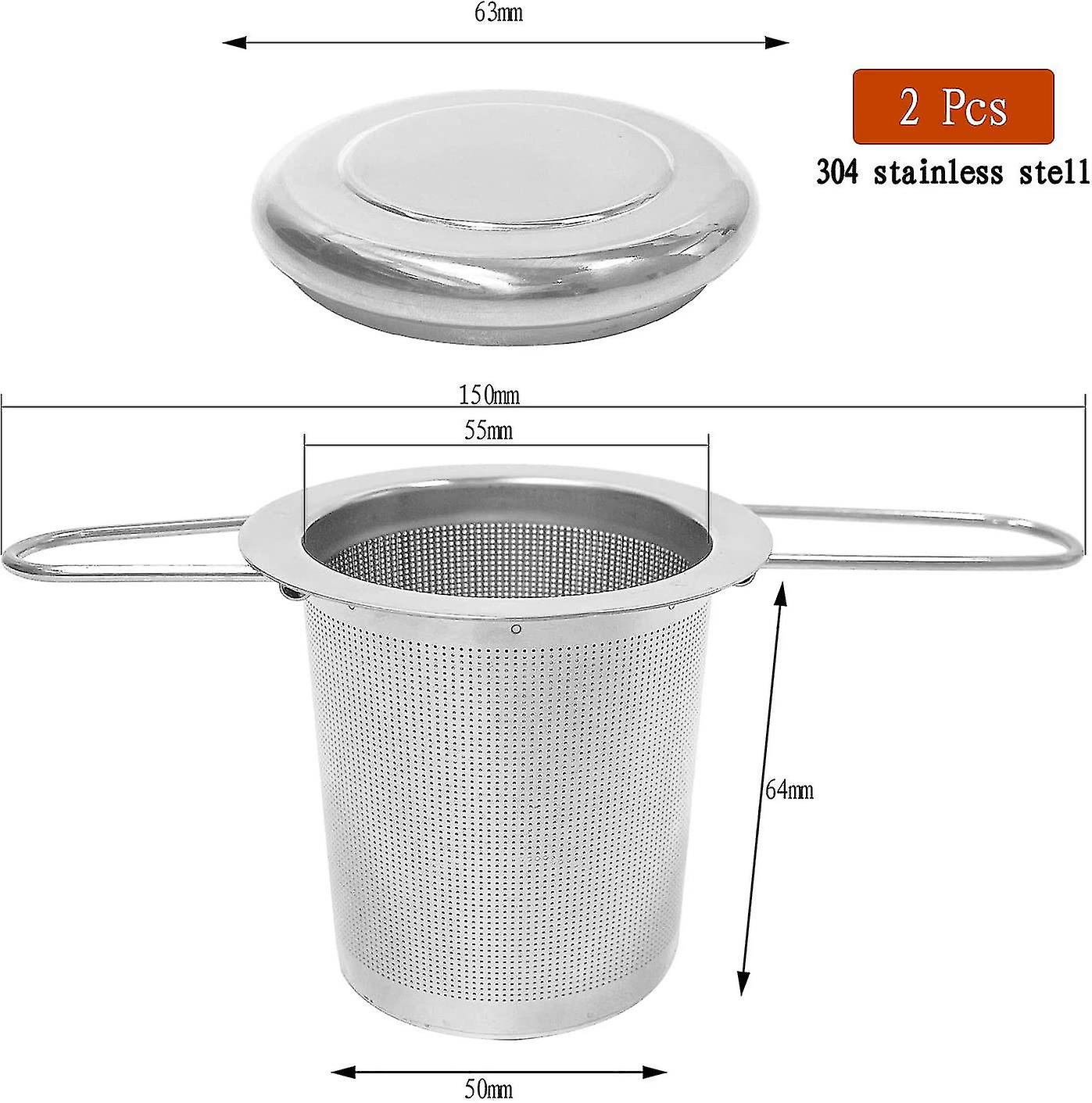 Tea Filters， 304 Stainless Steel Fine Hole Tea Infuser， Foldable Handle And Large Capacity Tea Strainer， For Hanging Teapots， Tea Cups2 Tea Strainers