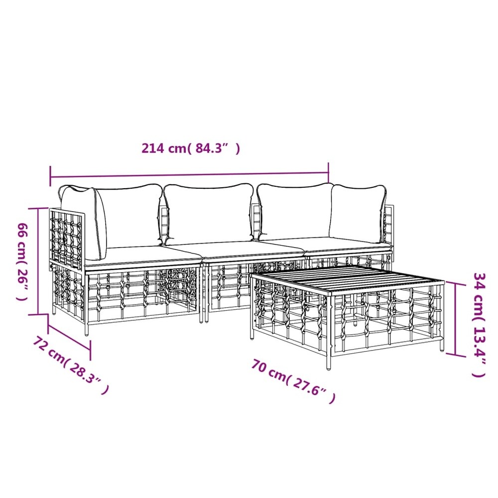 vidaXL Sectional Corner Sofas with Cushions 2 pcs Poly Rattan