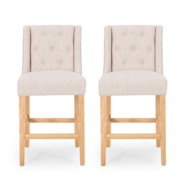 Landria Button-tufted Wingback Counter Stools (Set of 2) by Christopher Knight Home