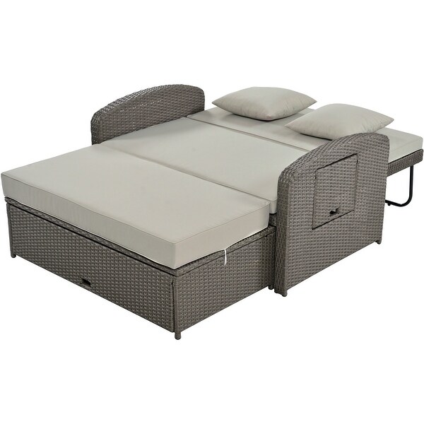 2Person Rattan Reclining Daybed with Adjustable Back