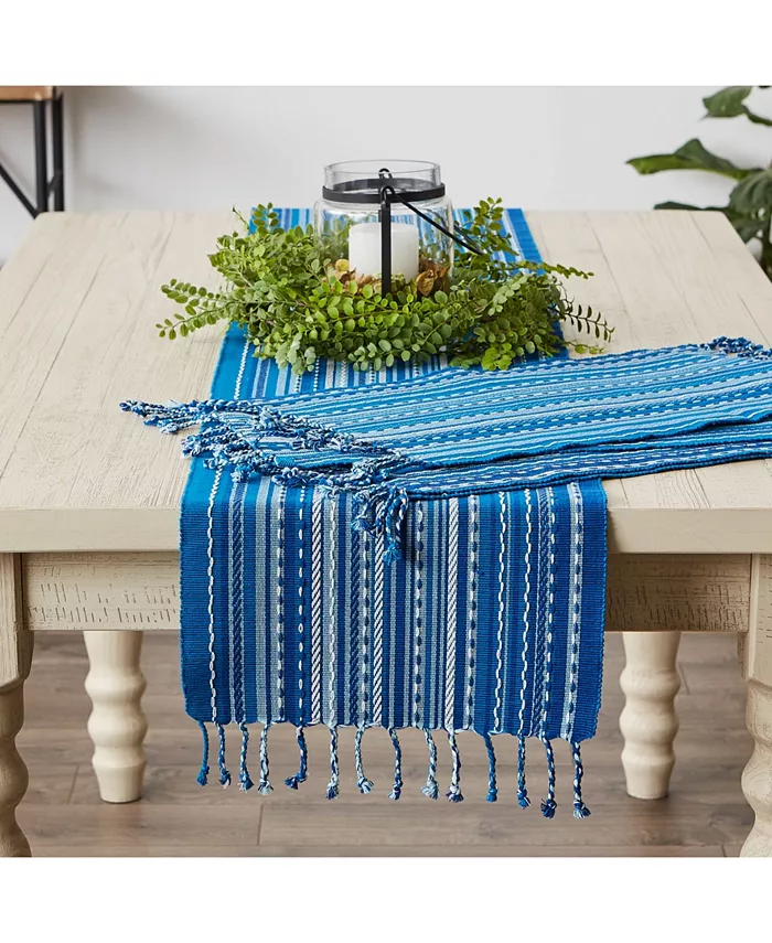 Design Imports Stripe with Fringe Table Runner