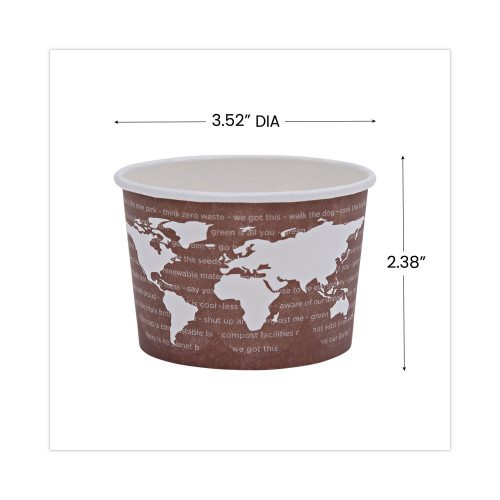 Eco-Products World Art Renewable and Compostable Food Container， 8 oz， 3.04 Diameter x 2.3 h， Brown， Paper， 50/Pack， 20 Packs/Carton (EPBSC8WA)