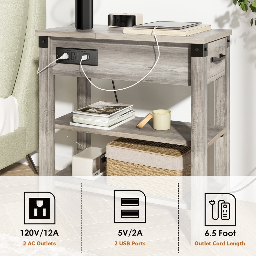 End Table with Drawer Charging Station